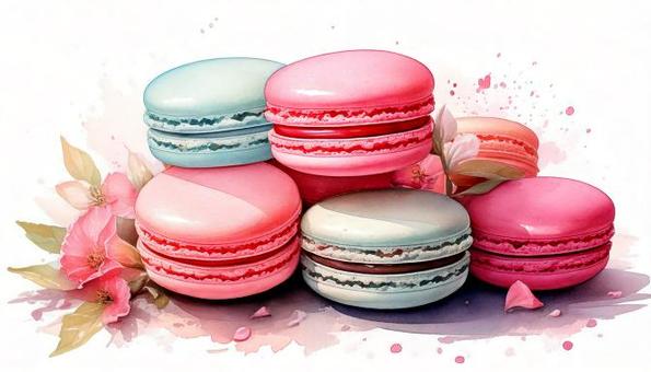 Macaroons, macaroon, food, watercolor painting, JPG