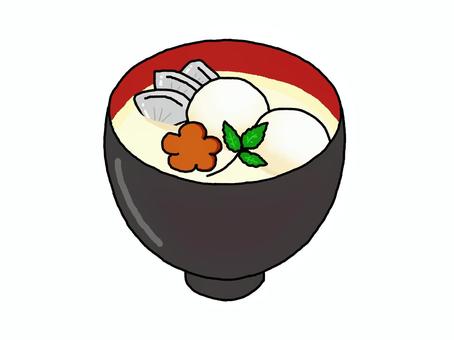 お雑煮 お雑煮,正月,正月料理,元旦,白みそ,お餅,丸もち,二つ,三つ葉,人参のイラスト素材