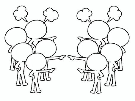 言い合うシルエット 言い合うシルエット シルエット,怒り,激怒,指差し,指摘,pop調,手描き,挿絵,ワンポイント,素材のイラスト素材