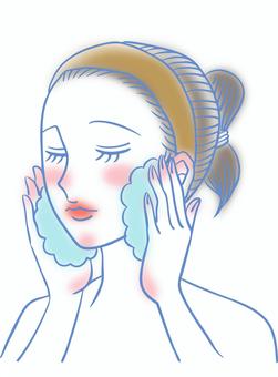 Illustration, vector, washing face, cleansing, 
