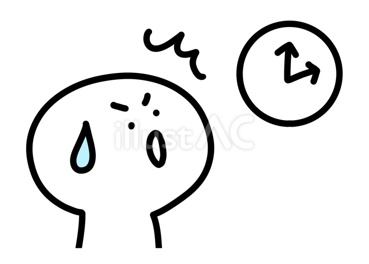 時計の時間を見て焦る人 時計,見る,棒人間のイラスト素材