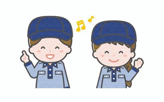 ミニ_2人_郵便配達員の男女01 男性,女性,大人,職業,仕事,郵便,配達,物流,ドライバー,配送のイラスト素材