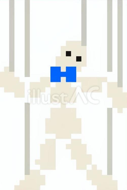 ドット絵の白のマリオネットです。 ドット絵,マリオネット,シンプルのイラスト素材