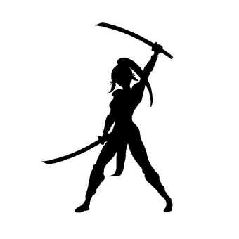 女剣士 侍,女,女性,剣士,戦士,二刀流,戦,戦乙女,ゲーム,刀のイラスト素材