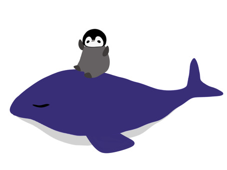 whale and penguin sea creatures, penguin, whale, tiny, JPG and PNG