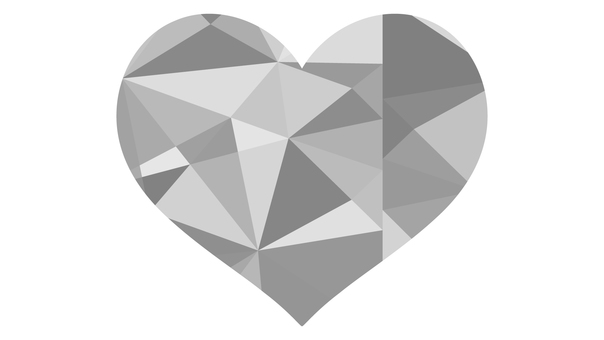 Gray heart polygon style, heart, icon, valentine, JPG, PNG and AI