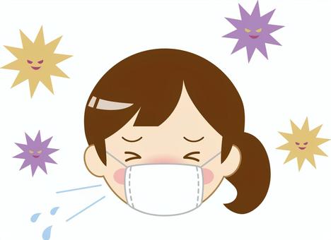 Illustration, sneeze, virus, mask, JPG, PNG and AI