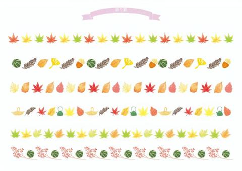 飾り罫10A 飾り罫10A 罫線,落ち葉,もみじ,秋,かご,飾り罫,イチョウ,赤,黄色,黄緑のイラスト素材