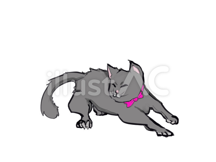 走る黒猫 猫,子猫,ペットのイラスト素材