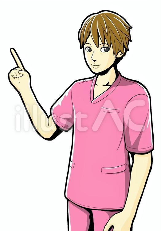 施術者　白衣　指差し　赤 施術者,治療家,柔道整復師のイラスト素材