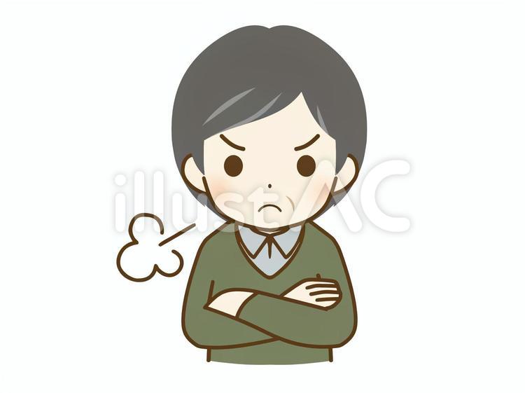 怒る中年男性 デフォルメ,キャラクター,表情のイラスト素材