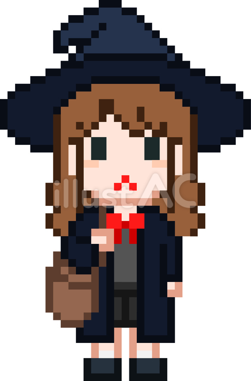 ドット絵の魔法学校の女子学生です。 ドット絵,魔法学校,学生のイラスト素材