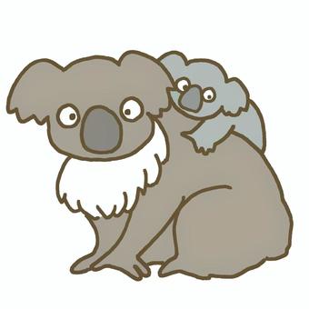 コアラの親子 コアラ,親子,おんぶ,動物,生き物,オーストラリア,絶滅危惧種,かわいい,挿絵,単体のイラスト素材