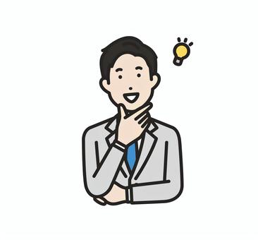 ひらめく,スーツ男性 男性,線画,ビジネスマン,スーツ,ネクタイ,シンボル,ジェスチャー,若い,サラリーマン,ポーズのイラスト素材