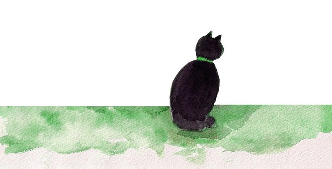 Watercolor black cat, JPG Watercolor black cat, , JPG