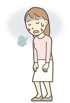  ロングヘア女性-456-全身 ストレス,女性,女の子,人物,かわいい,疲れ,疲労,汗,鬱,落ち込むのイラスト素材