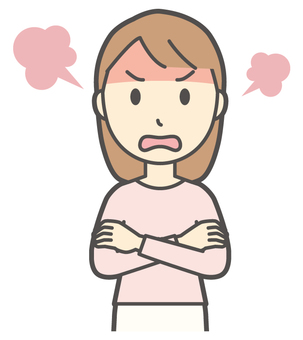  ロングヘア女性-439-バスト 正面,怒る,女性,女の子,人物,かわいい,キレる,叱る,ムカつく,喧嘩のイラスト素材