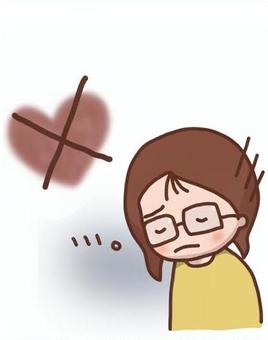 愛を感じられずに落ち込む、かわいい女の子 失恋,傷心,女の子,悲しい,メガネ,寂しい,閉鎖的,ネガティブ,凹む,人間関係のイラスト素材