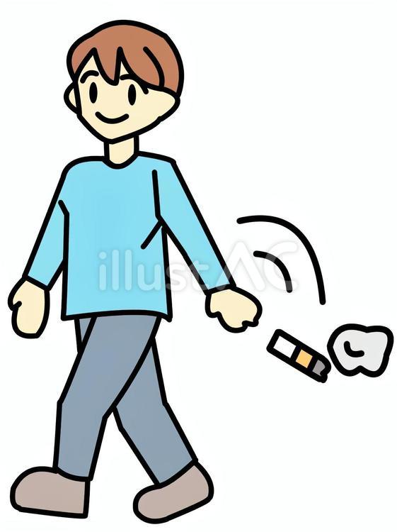 タバコのポイ捨てをする人 タバコ,ポイ捨て,人物のイラスト素材