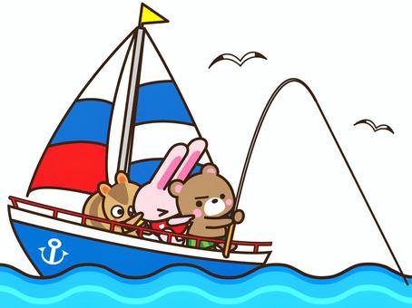 Illustration, a yacht, ferry, fishing, 