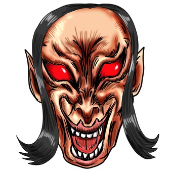 邪悪または怒っな女性の頭 邪悪,悪,凶暴,悪魔,凶悪,感情,表情,形相,リアル,キレるのイラスト素材