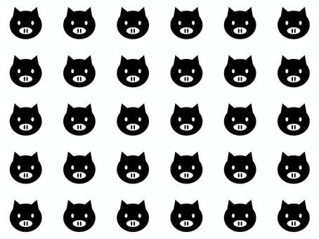 ぶたパターン2 ぶたパターン2 豚,スウォッチ,パターン,連続,黒,アグー豚のイラスト素材