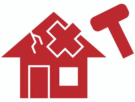 住宅リフォーム、修繕のアイコン 赤 リフォーム,家,修理,修繕,メンテナンス,金槌,マイホーム,住宅,一戸建て,リノベーションのイラスト素材