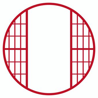 丸窓04 丸窓,丸障子,丸い窓,障子,正月,お正月,年賀状,年賀素材,年賀状素材,新年のイラスト素材