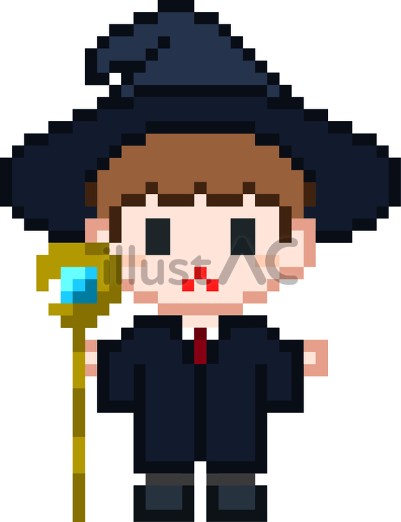 ドット絵の魔法学校の男の子です。 ドット絵,魔法学校,学生のイラスト素材