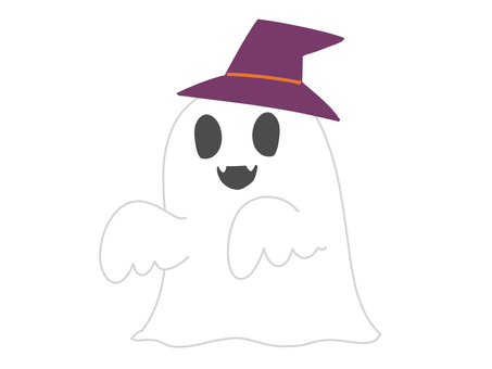 帽子をかぶった白いオバケ オバケ,白い,ハロウィン,ハロウィンパーティー,モンスター,幽霊,シーツ,帽子,コスプレ,仮装のイラスト素材