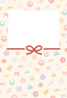 写真年賀状テンプレート和柄の飾り枠と水引 年賀状,正月,2026,お正月,かわいい,手描き,2026年,水引,縁起物,お正月モチーフのイラスト素材