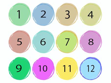 数字のシンプルなボタンアイコン_丸型 数字のシンプルなボタンアイコン_丸型 ボタン,丸,円,数字,パターン,素材,ポストカード,webデザイン,カラフル,淡いのイラスト素材