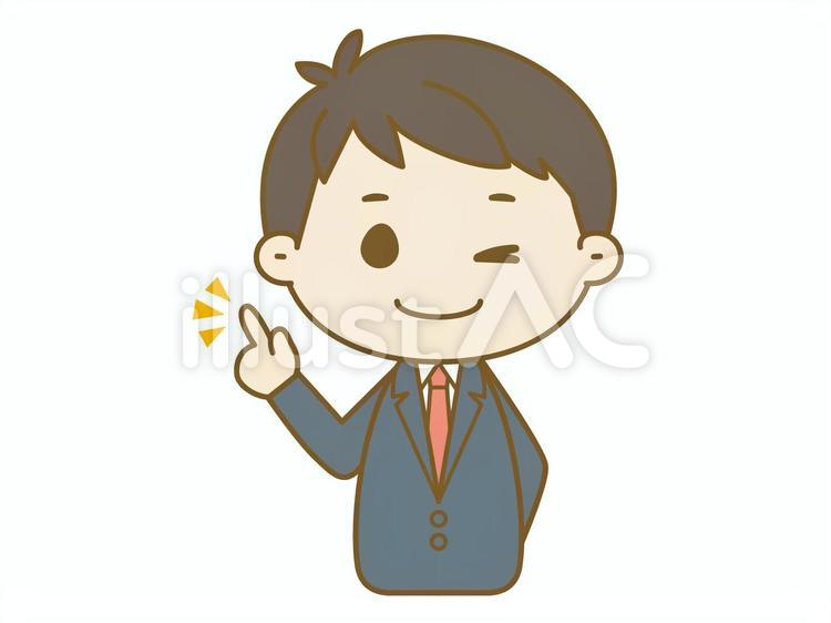 指差しビジネスマン 指差しビジネスマン 人,人間,人物のイラスト素材