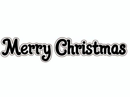 MerryChristmasの文字〜黒〜 merrychristmas,クリスマス,メリークリスマス,文字,冬,黒,白縁,透過,12月24日,12月25日のイラスト素材