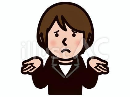 お手上げなスーツの女性