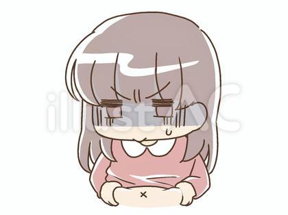 深刻な顔でお腹の肉を掴んで青ざめる女性