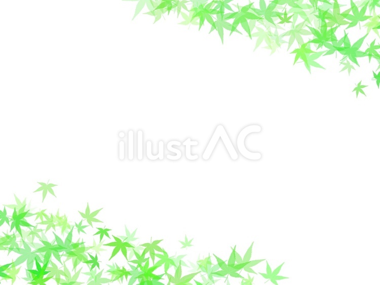 新緑のフレーム_青もみじ　斜め枠 新緑,葉,青紅葉のイラスト素材
