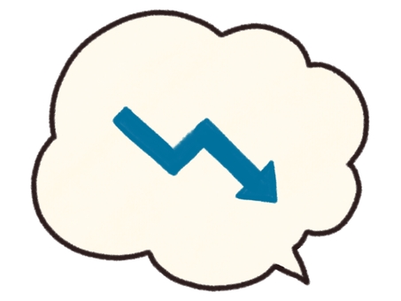 下がった青の矢印のイラスト 青,矢印,吹き出し,手描き,下のイラスト素材