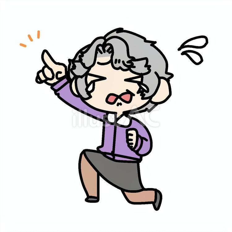 泣いて指差し確認するおばあさん おばあさん,泣く,指差しのイラスト素材