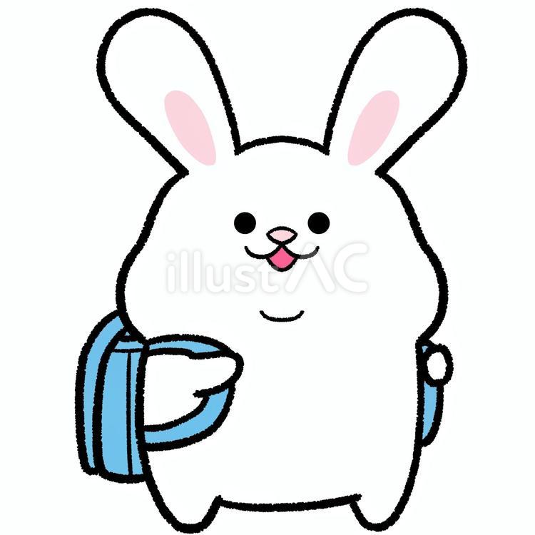 ゆるかわうさぎとランドセル うさぎ,白,ランドセルのイラスト素材