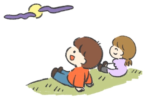 お月見をしている男の子と女の子 月見,男の子,女の子,子ども,季節,行事,挿絵,楽しい,月,見るのイラスト素材