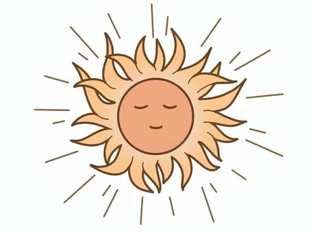 神々しい太陽フレア 太陽フレア,手描き,ゆるい,かわいい,神々しい,太陽,おひさま,顔,光,炎のイラスト素材