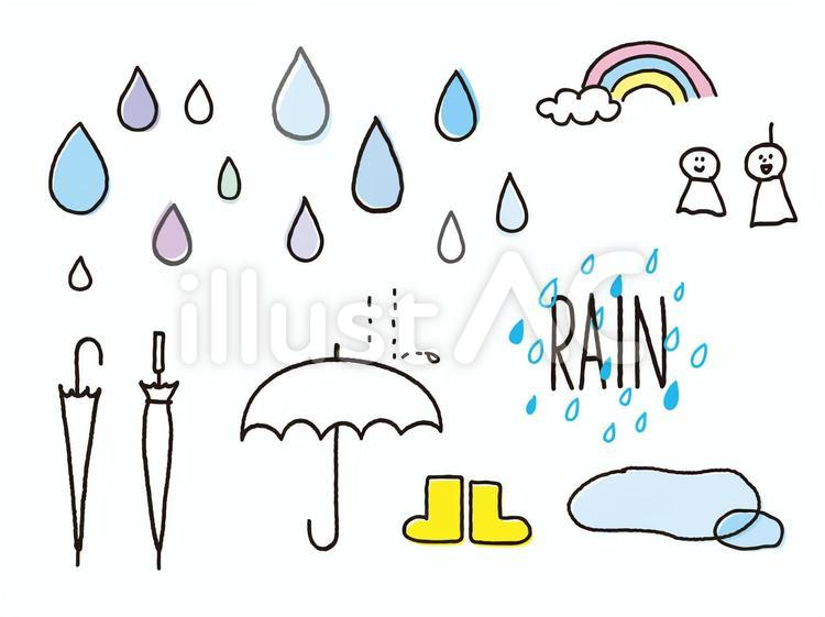 雨 雨,傘,手描きのイラスト素材