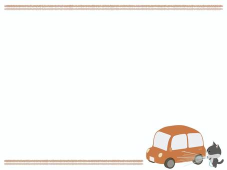 洗車_猫 洗車,猫,はちわれ,動物,かわいい,自動車,フレームのイラスト素材