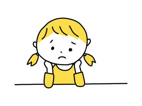 退屈そうな女の子 女の子,女子,退屈,暇,孤独,留守番,つまらない,眠い,キッズ,子供のイラスト素材