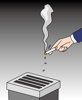 暗い喫煙所 灰皿,タバコ,手,吸う,公共,設置,場所,喫煙,煙,暗いのイラスト素材