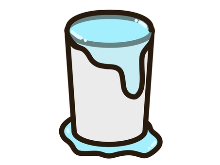 コップからあふれる水 コップ,水,お湯,漏れる,こぼれる,いっぱい,満タン,満杯,紙コップ,トラブルのイラスト素材
