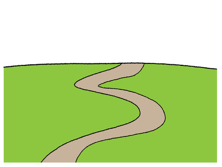 道 道,s字,地平線,pop調,手描き,挿絵,ワンポイント,素材,商用可,無料のイラスト素材