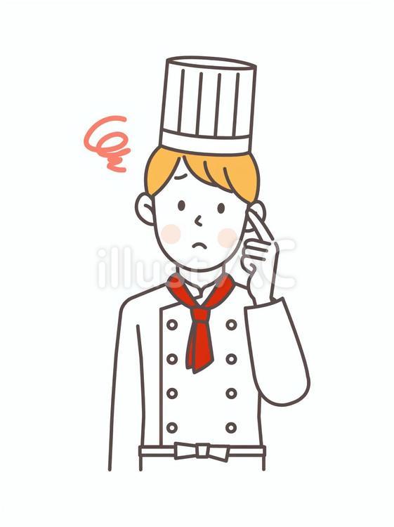 困り顔な男性コックさん パティシエ,コック,料理人のイラスト素材