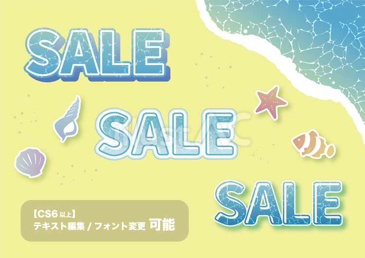 海をイメージした文字の装飾とあしらい 海,水面,波のイラスト素材